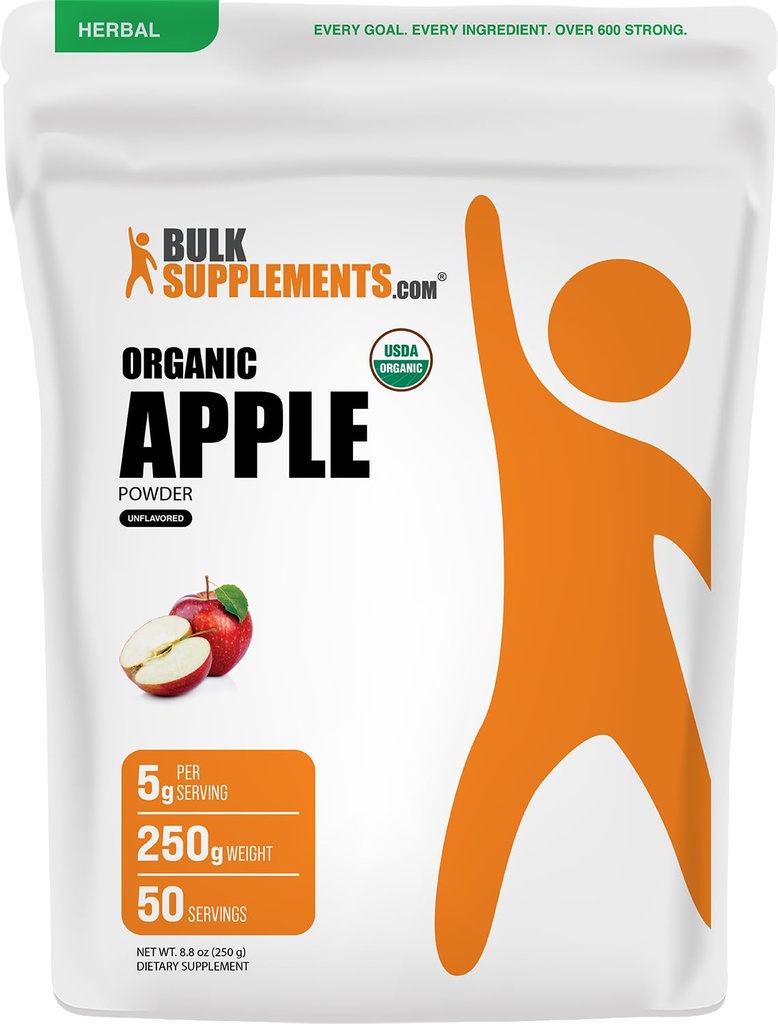 Bulk Assupports.com 苹果粉 - Apple水果粉,消化支持的纤维补充 - Natural & Gluten Free, 每架服务5g, 250g (8.8 oz) (Pack of 1)