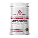 核心营养素 Greens → Premium Superfood Reds & Greens Blend → 5亿 CFU Probiotics, 消化酶, 和抗氧化剂 → 30 services (Berry Bliss)