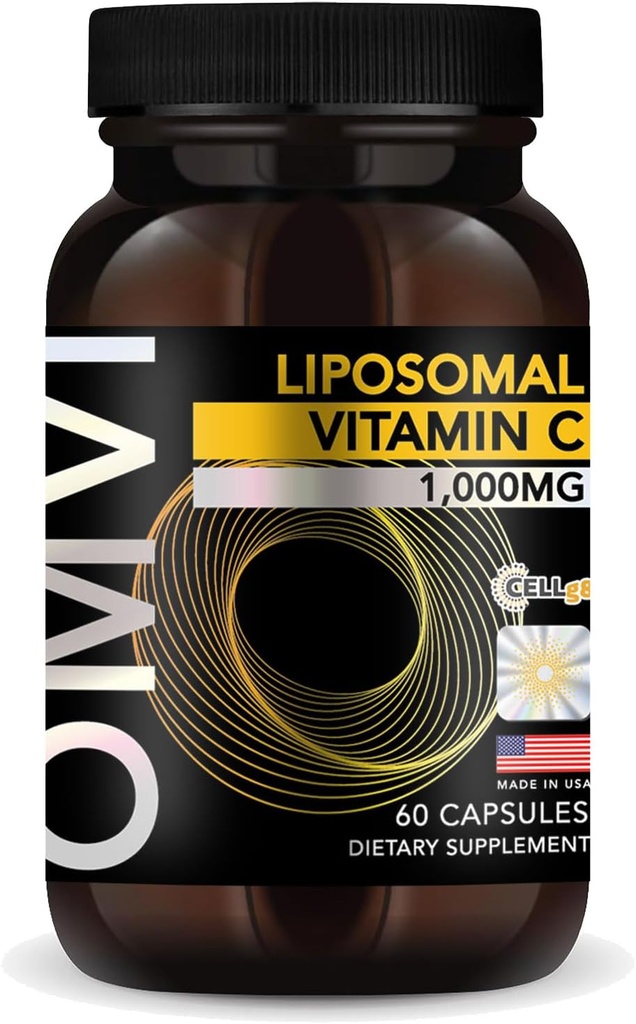 Omvi 配方, Liposomal 维生素C 1000mg, 高吸附剂 Ascorbic Acid, 抗氧化剂补充剂, 支持免疫系统和Collagen Booster, Vegan, Gluten Free, 60 Capsules, 30 Service, 在美国制造