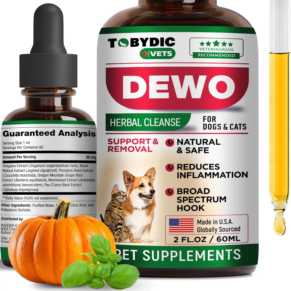 Cats & Dogs 自然广谱 肠道防御与消化液草药支持 - 促进固态健康 - 补充在美国制造的滴液(Herbal Cleanse 2 oz)