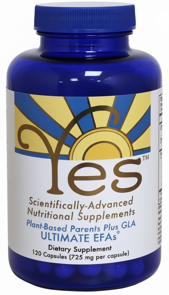 基于植物的鱼油替代品YES Omega 3 & 6 Fatty Acid - Burpless - DHA, EPA, SDA - 胆固醇,心脏,皮肤,能源,眼睛,豁免支持YES (120 Gel盖)