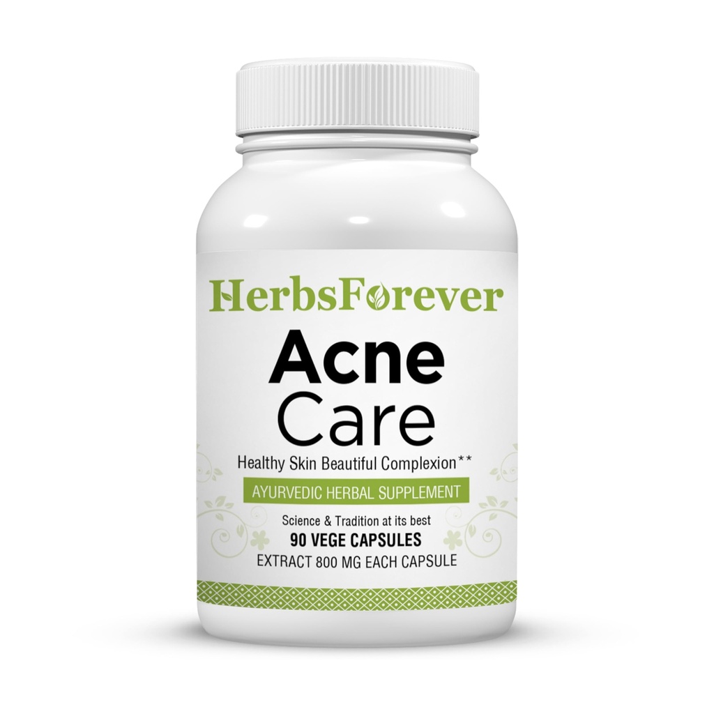 HerbsForever Acne Care ACNIL → 天然草药补充剂 清皮肤,健康复杂 → 控制面孔和油平衡 → 90 Veg Capsules, 800mg Each → Ayurvedic 公式