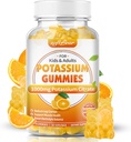 软熊Potasium 千兆克,成人无糖钾 Gummys 支持腿板和肌肉健康 高概率钾 补充 Gummys 橙色 Flavor 60 计数