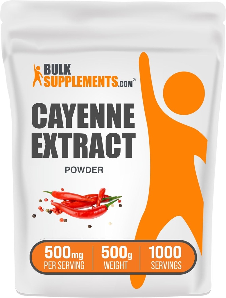 Bulk Assupports.com Cayenne Pepper Prated Powder - Capsaicin Supplement, Capsicum Supplement - 500 mg of Cayenne Express per Service, Cayenne supplement - Gluten Free (500格拉姆 - 1.1磅) (英语).