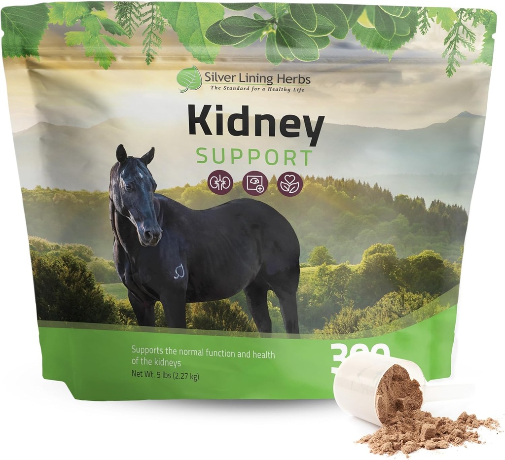 Silver Lining Herbs Kidney 对马的支持补充 - 对肾脏健康和Bladder支持的马的支持 - 完成 与香摩尔、大蒜、Juniper Berry和More - 5磅(300份服务)
