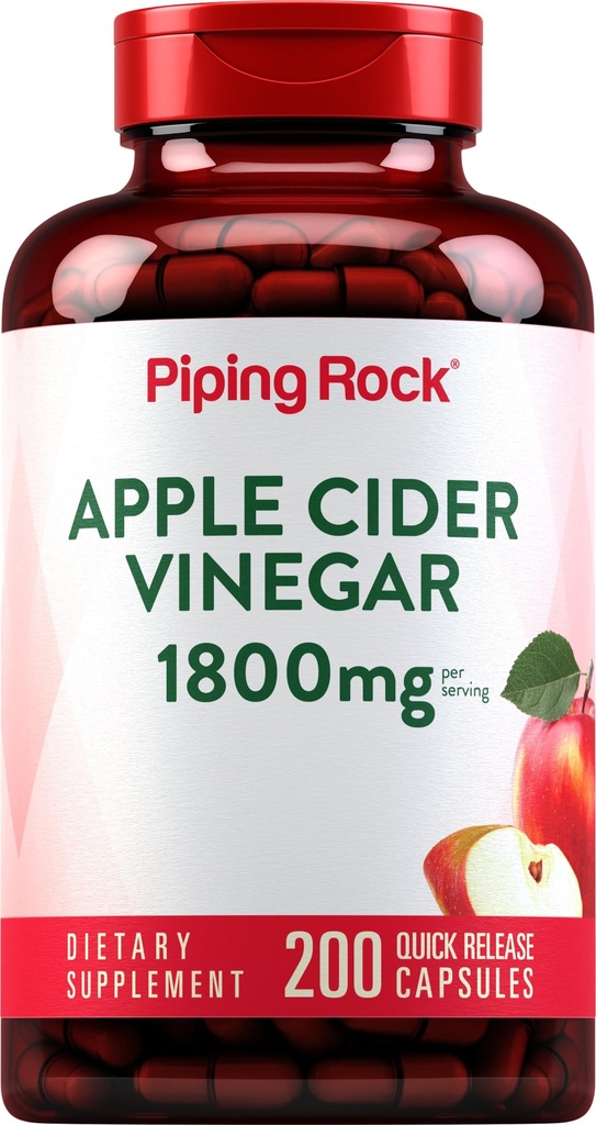 Pipping Rock Apple 苹果苹果 苹果 苹果 葡萄酒 卡普苏莱 1800 mg → 200 药丸 → Potent Formula → ACV 补充 男女 → Non-GMO, Gluten Free