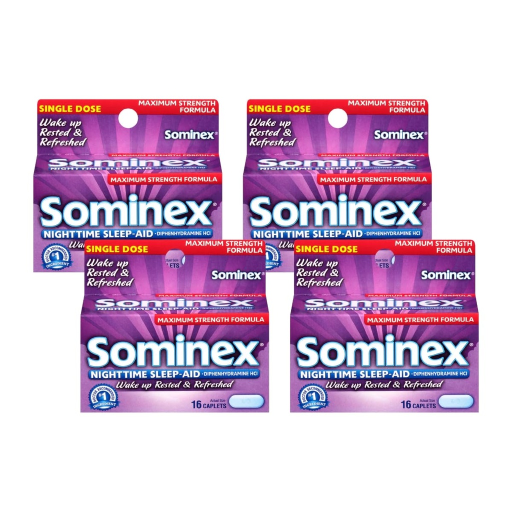 Sominex 夜间睡眠援助卡片,最大强度,16国盒(4包)