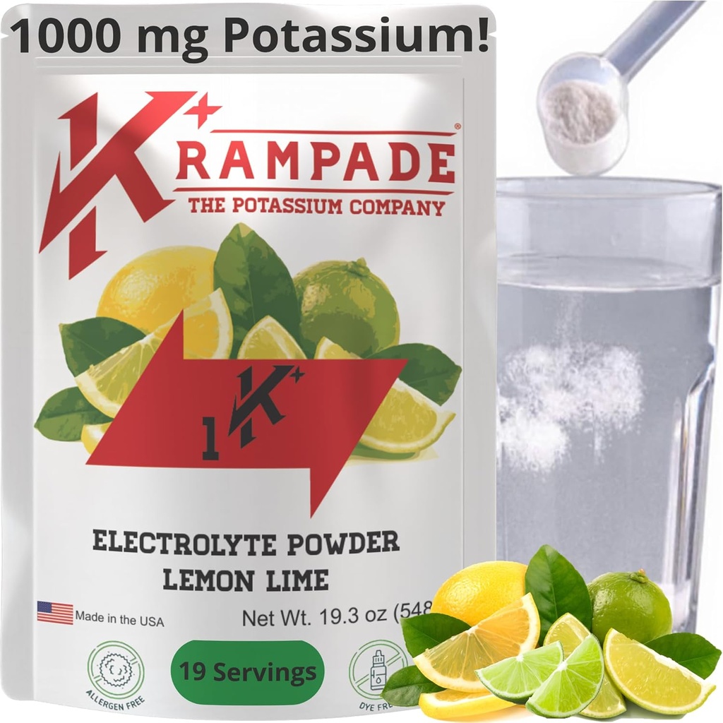 Krampade 原 1K: 1 000 mg 钾 Cramp 减压电解剂 Powder + 更好的水分,为老年人设计