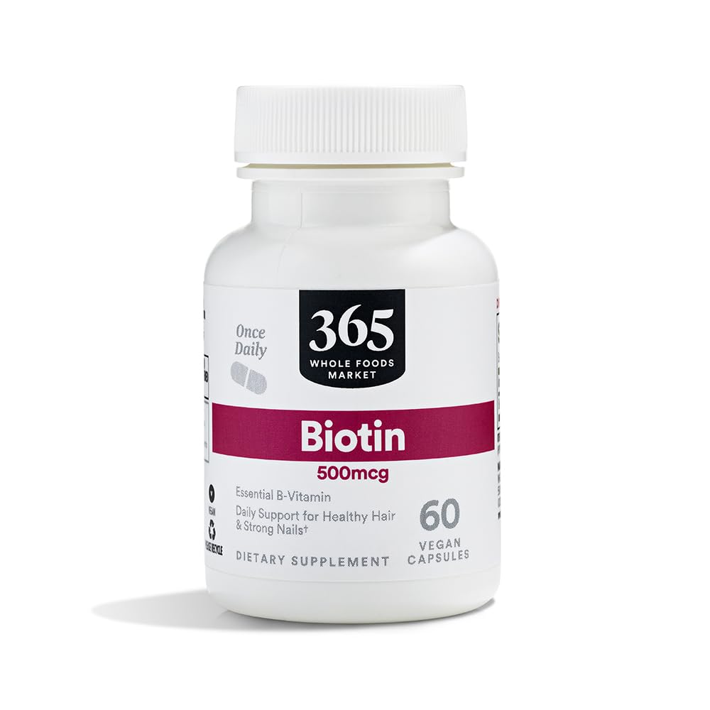 365 由全食品市场,Biotin Vegetarian Capsules, 500 MCG, 60 CT