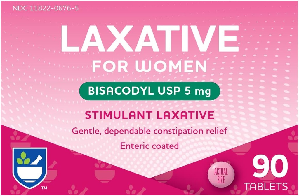 Rite Aid Aid 兴奋剂泻药片, Bisacodyl USP, 5 mg - 90 count QQ 便秘救济 QQ 为方便吞咽而粘合 QQ 妇女健康 QQ 工具软化器