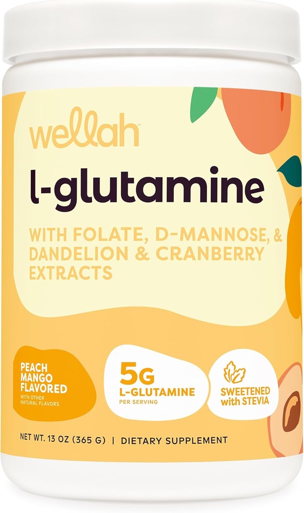 Wellah L-Glutamine Peach Mango(50架) - 5g L-Glutamine Per serving, Sweeted with Stevia (50架) - 5g L-Glutamine Per serving,