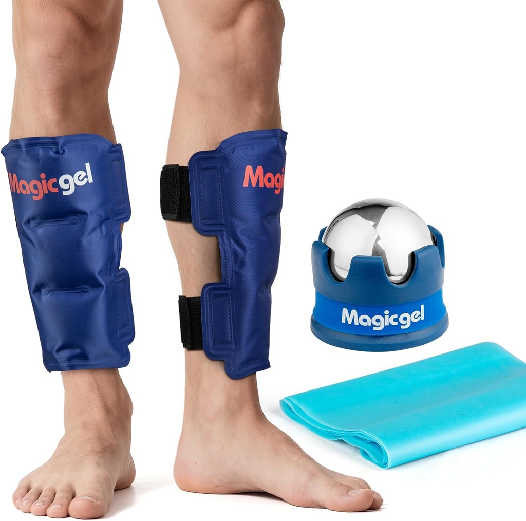 Shin Splint Relief:Hot & Cold Packs, Cryoball & 伸展乐队为Shin Splints QQ 热和冷疗法为腿痛 Relief 由 Magic Gel 制作 QQ