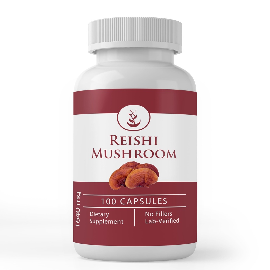 纯原始成份 Reishi 蘑菇, (100 Capsules) 永远纯净, 无添加剂或填充器, 实验室验证
