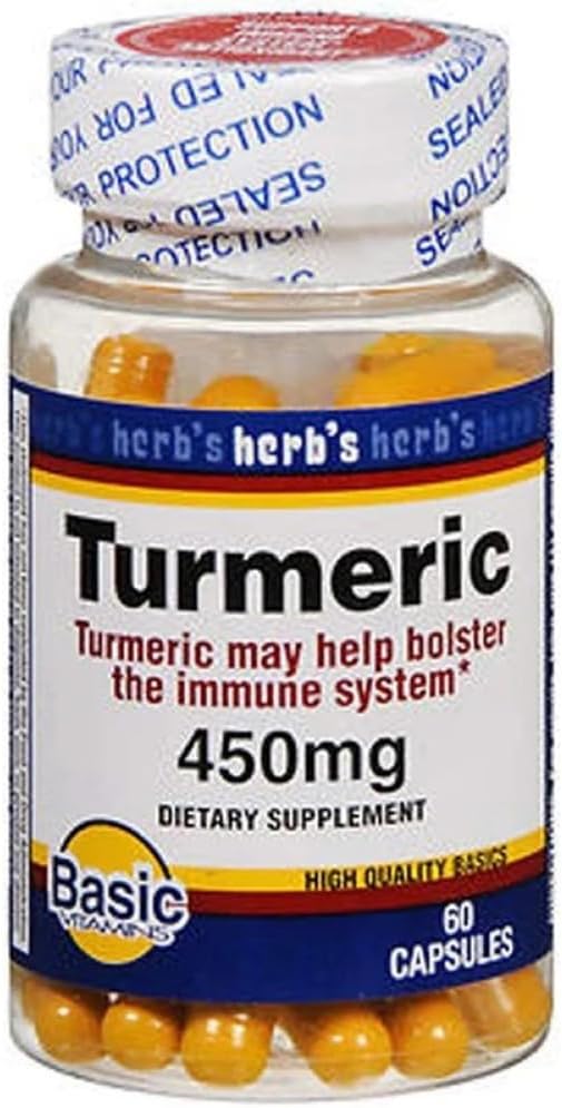 基本维生素 Turmeric 450 mg Capsules - 60 cm,包装为 2