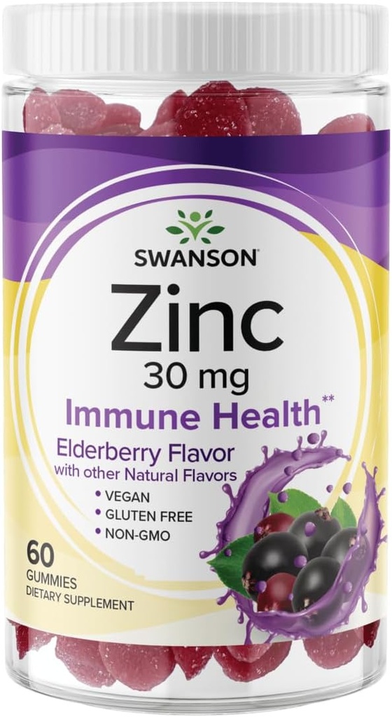 Swanson Zinc Gummys -- -- 所有天然维生素补充剂,促进抗氧化剂活动和Bodily防御 -- -- 帮助支持你的免疫系统和健康身体 -- -- (Elderberry, 60古米)