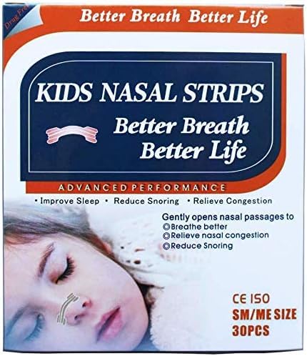 JERN 30 Natural Drug-Free Kids Better Breath Nasal Strips for Nasal Congestion, Allergy, Cold, Flu, Sinus, Stuffy Nose, Snoring, Deviated Septum, Sleep Aid, Athletic Performance - Ages 5 and Above