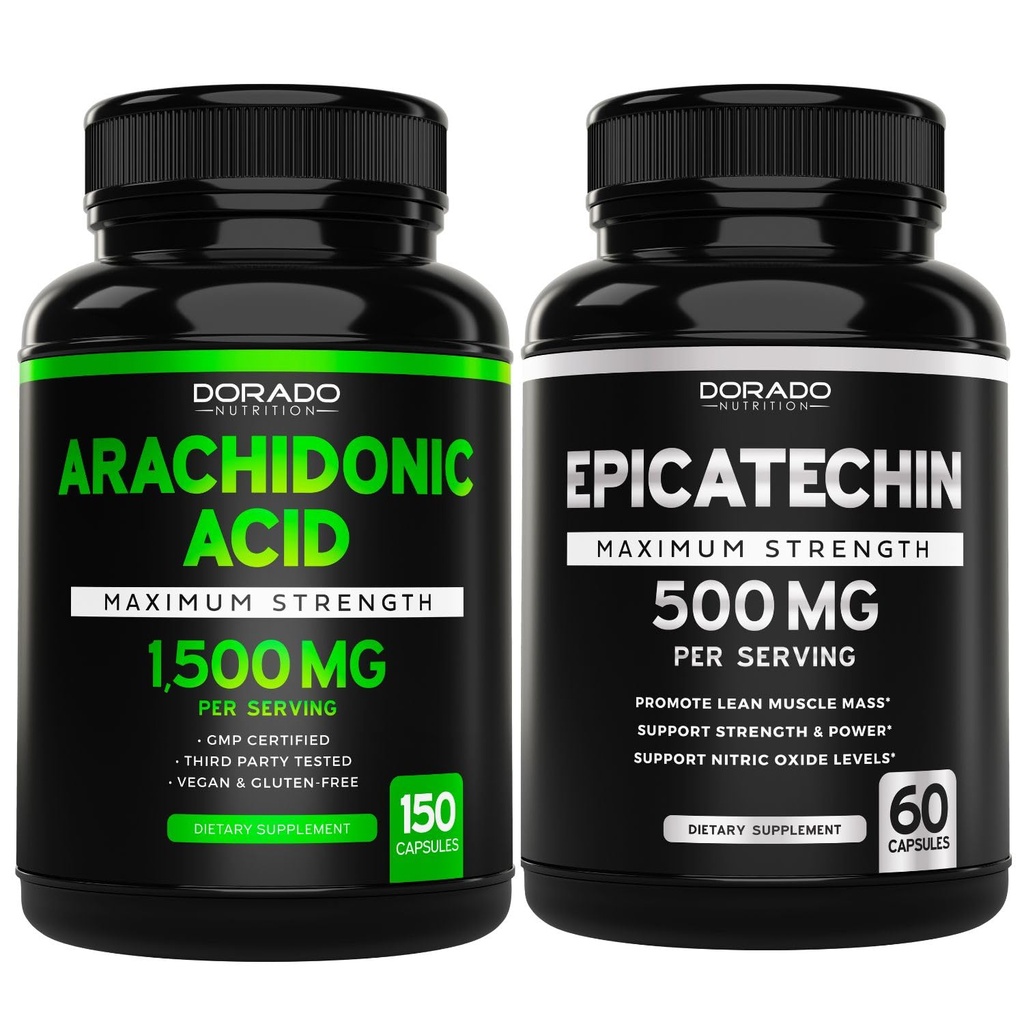 Arachidonic Acid (150 Capsules) - 肌肉质量和男性与女性的恢复的肌肉和力量补充物和Epicatechin 提取(60 Capsules) 支持 Lean Muscle泵和增益 - 非GMO & Vegan