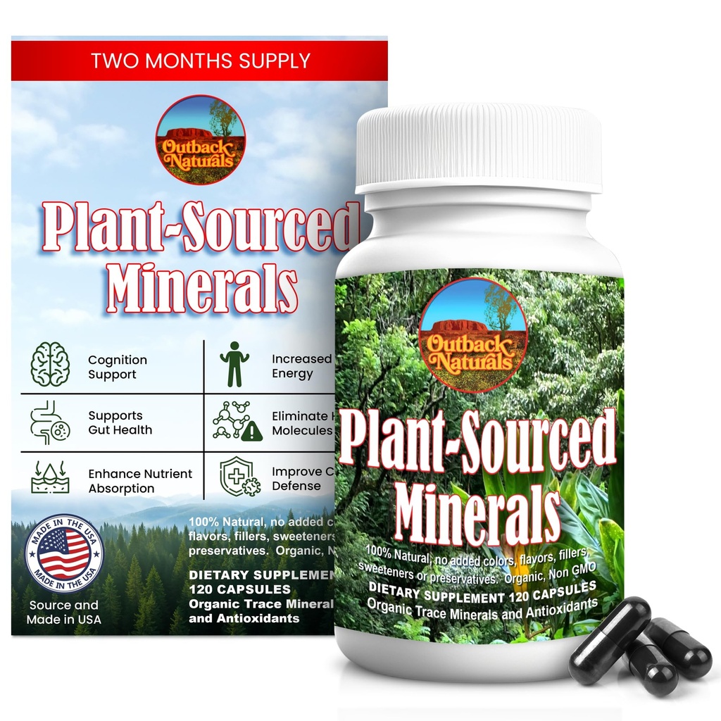 Fulvic Humic Mineral Blend of Plant-Sourced Trace Minerals, Electrolytes, Gut Health, Cognitive & Immune Support, Pure Vitality Formula for Strength - 120 Capsules
