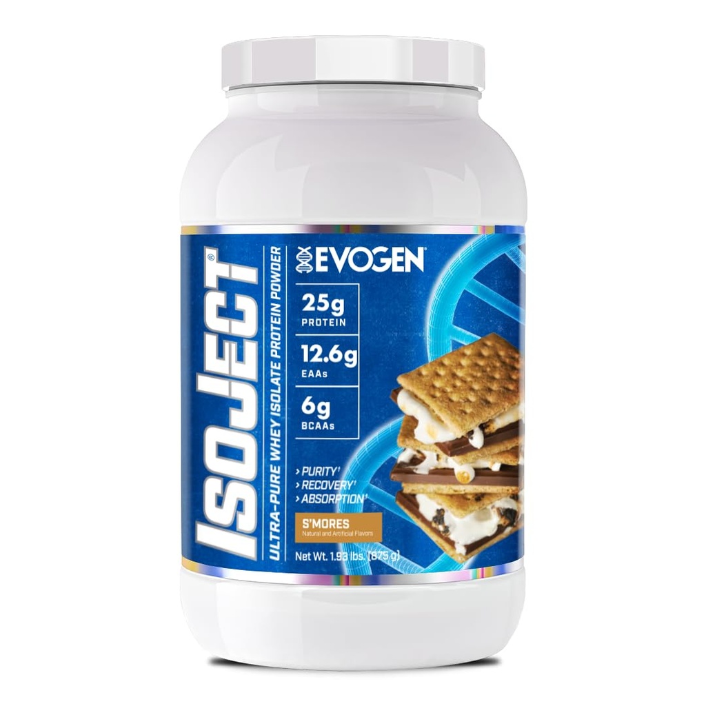 Evogen Isoject - Whey 蛋白质溶解酶 QQ Ultra-Pure Whey 蛋白质粉与Ignitor Enzyms, BCAAs, EAAs → 增强吸收和回收 → S'Mores → 25 服务
