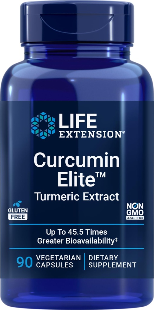 寿命延长 Curcumin Elite Turmeric 提取器, 90 Veg Capsules