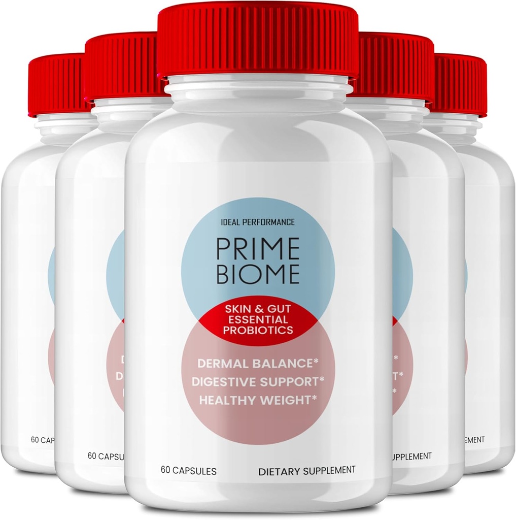 Prime Biome Gut Health Capsules, PrimeBiome健康皮肤支持补充药, Prime Biome高级公式 - 最大强度 所有自然健康与健康药, PrimeBiome Reviews (5 Pack).