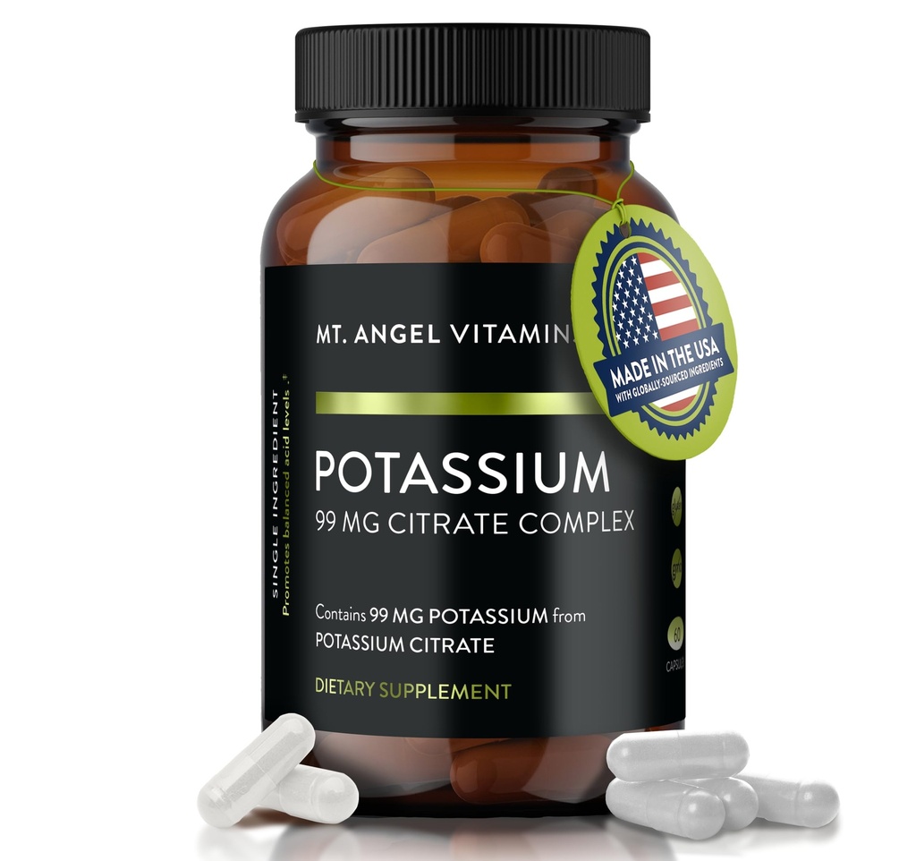 Angel Vitamins山 - 钾补充剂,99 MG Potasium Citrate Complex, 60 Capsules