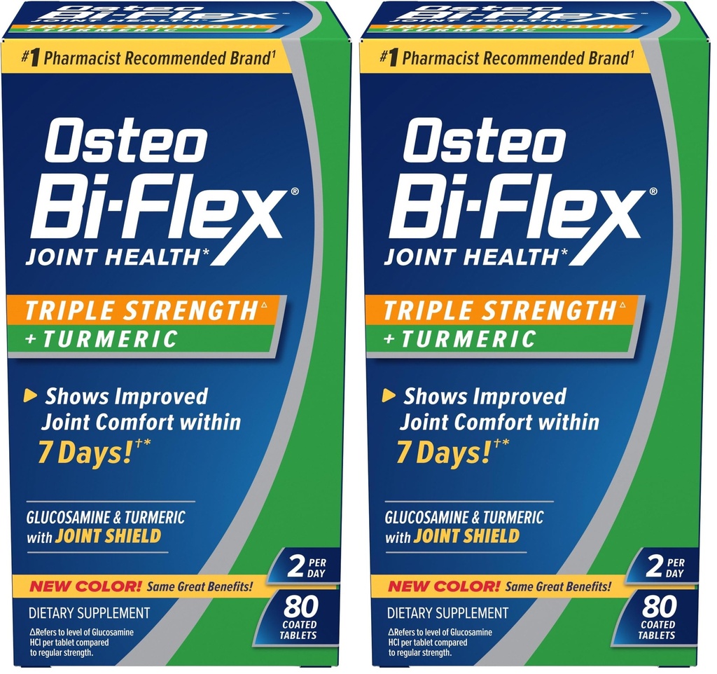 Osteo Bi-Flex 三重强度 Glucosamine 与 Turmeric, 联合健康补编, 编译板块, 原版, 80 Counter (Pack of 2)