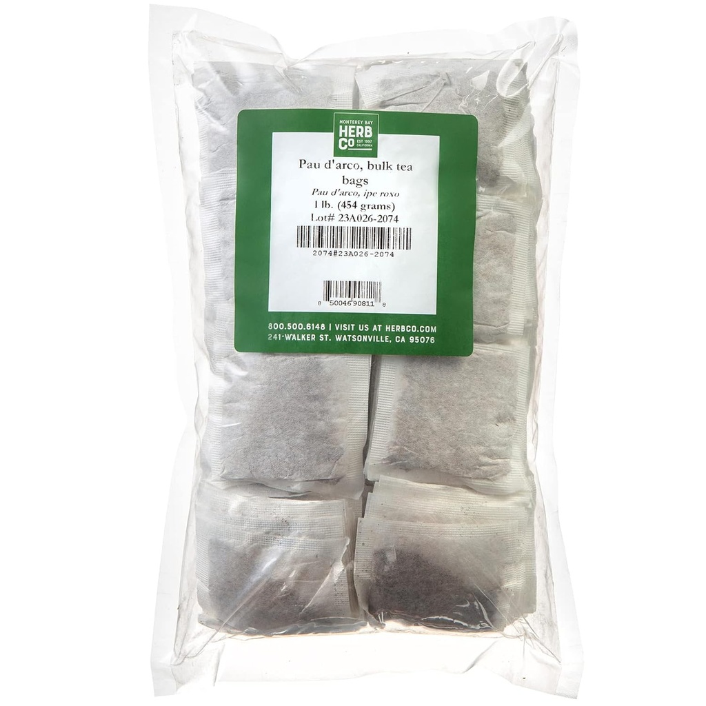蒙特里湾草药公司 Pau D'arco 草药茶 | 全自然和咖啡因免费 |约200个茶袋 | 1个LB