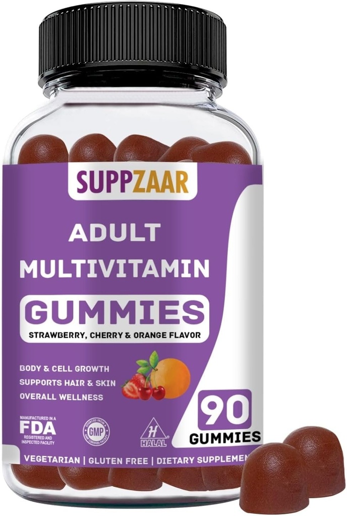 女性和男性的蔬菜Gummy 多维素 - 日报 男性和女性多维素与维生素: A C D E B6 B12, Biotin & Zinc - 完整的维生素配方 - 90 计数