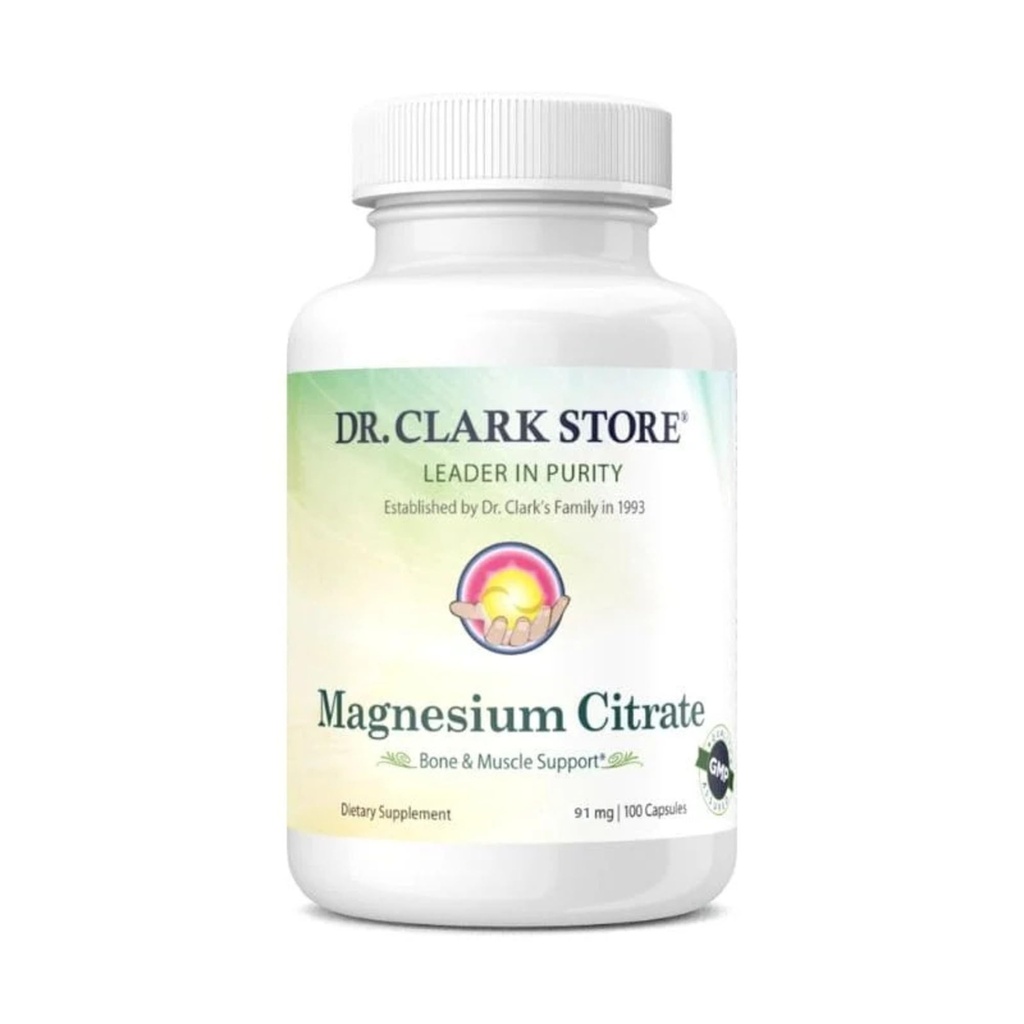 Clark Store Magnesium Citrate博士 – 91mg, 100 Capsules, 支持能源生产, 酶函数和神经系统健康