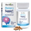 HERBION Naturals memory Support Capsules, 帮助改善大脑功能和缺失的心智, 与 Ginkgo Biloba 保持健康模度, 为成年人, 60 计数, 包 1