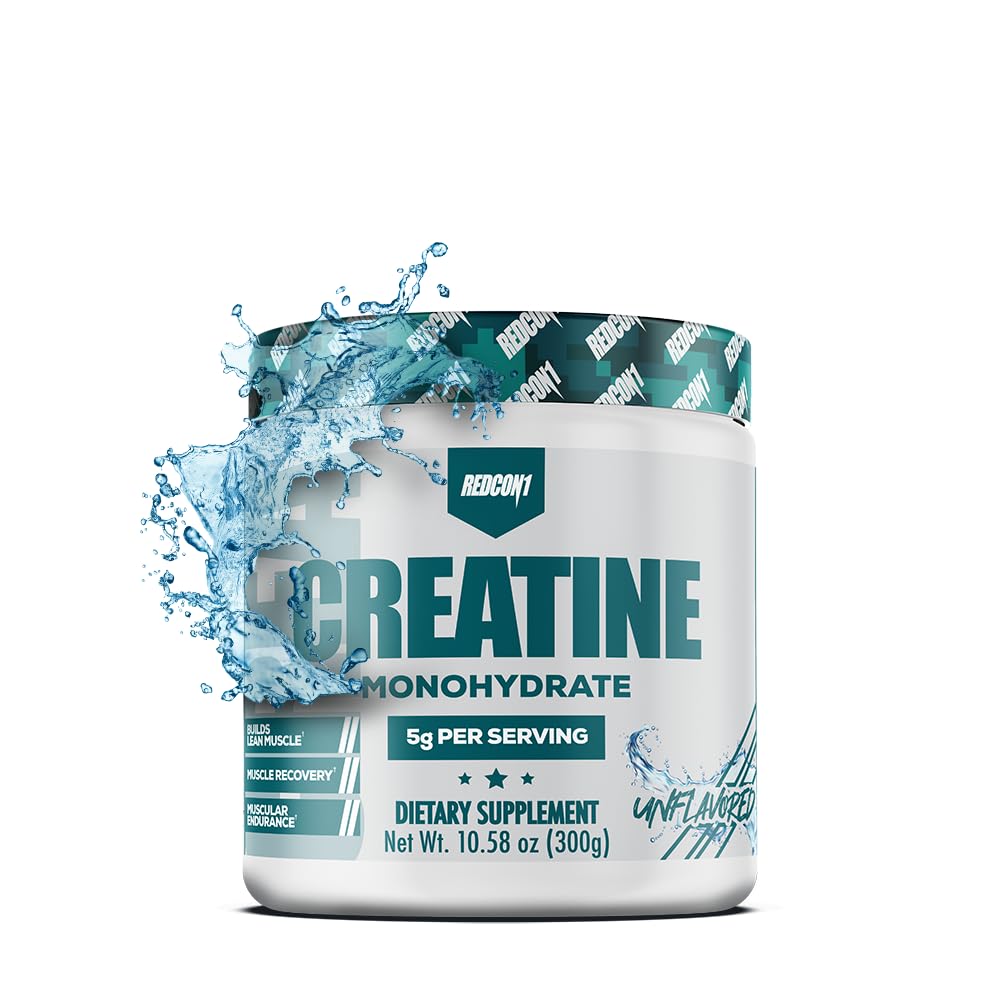 REDCON1 Creatine Monohydrate - Keto Friendly + Vegan Pre & Post Workout 补充 - Creatine Power 支持恢复和运动性能(60 services)