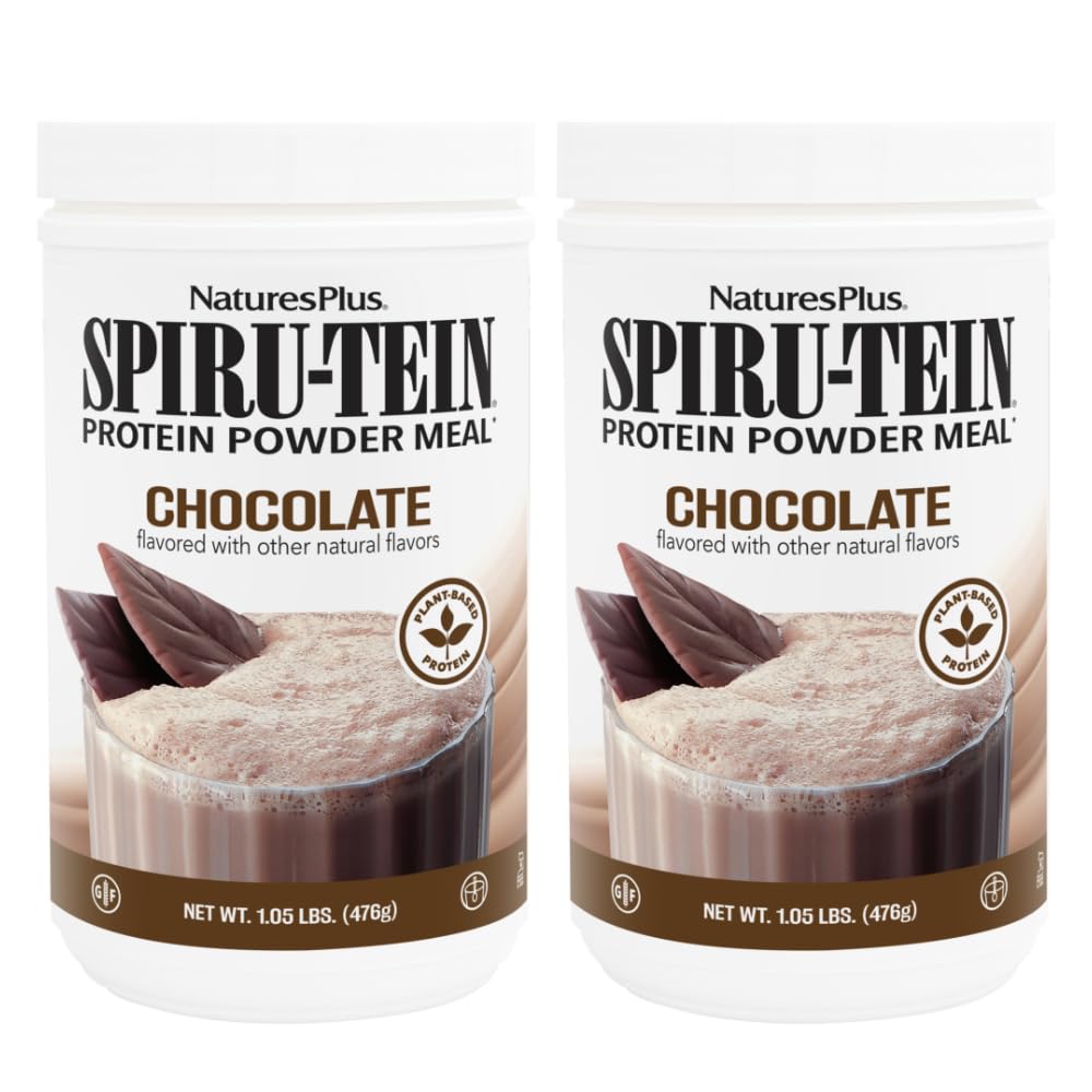 NaturesPlus SPIRU-TEIN,巧克力 - 1.05磅,包2 - 植物蛋白摇晃 - 非GMO,蔬菜,Gluten Free - 34 总服务量