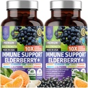 2 Pack N1N Premium 10 in 1 Immune 支持补编 [10 Potent Infedions] 配有长老莓,维生素C,锌,Echinacea,Turmeric Curcumin,大蒜和成人Probiotics,120 Veg Caps