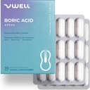 VWELL Boric Acid Vaginal Suppositories - Maintains and Balances Healthy Vaginal pH & Microbiome to Manage Odor Itch Burning Irritation Intimacy - Doctors Recommended (One Size, 30, Count)