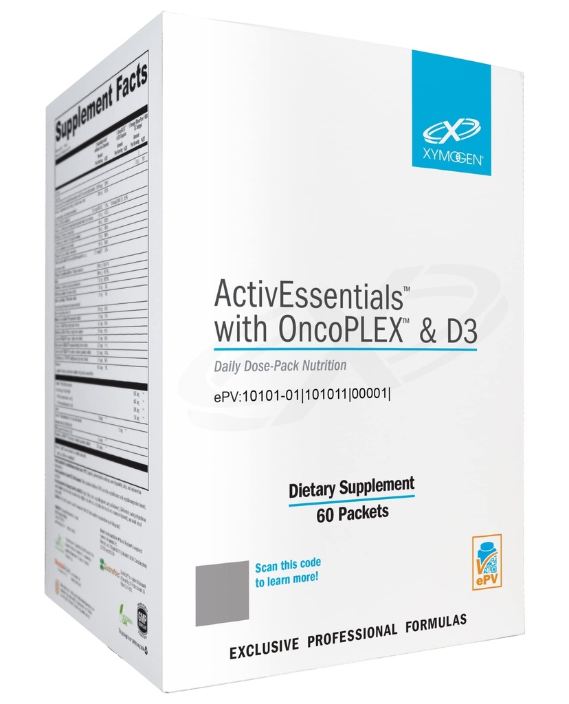 使用OncoPLEX & D3的XYMOGEN ActivEssics - 每日剂量包营养3种补充剂 - ActivNutrients 多维生素无铁,2000 IU维生素D3 & Glucoraphain,Omega-3鱼油(60个包装)