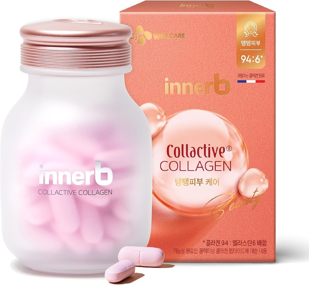 CJwellcare Innerb Glow Capsule Collagen (28 services, 4 Weeks) - 公司皮肤弹性,Premium Korean皮肤护理补充. (原始内容存档于2018-09-26). Elastin, Vitamin C.
