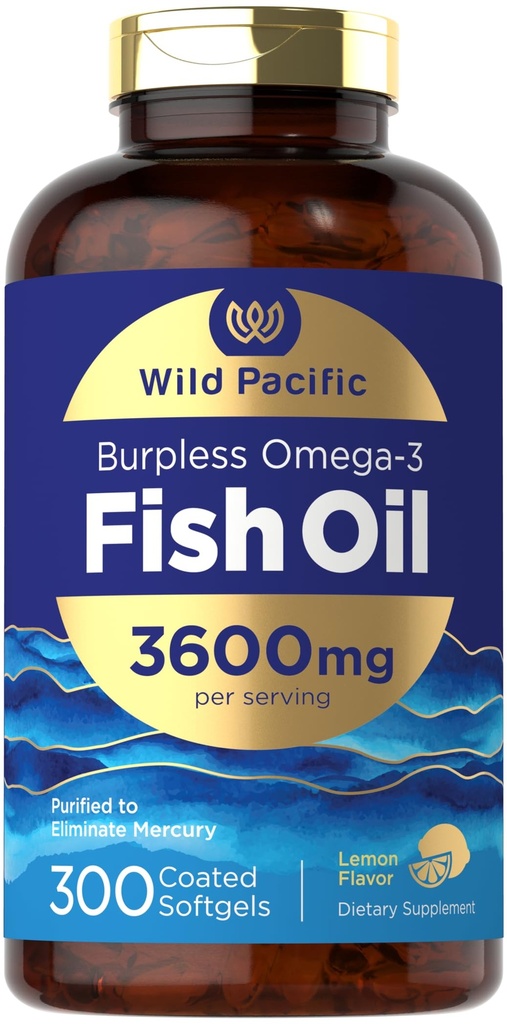 Carlyle Burpless Fish Oil 3600 mg → 300 软胶 → Omega-3 脂肪酸 → Lemon Flavor → Non-GMO, Gluten Free Supplement → 由野生太平洋公司制作