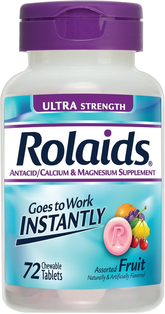 Rolaids Antacid Calcium & Magnesium 超强板块,果实 72 ea
