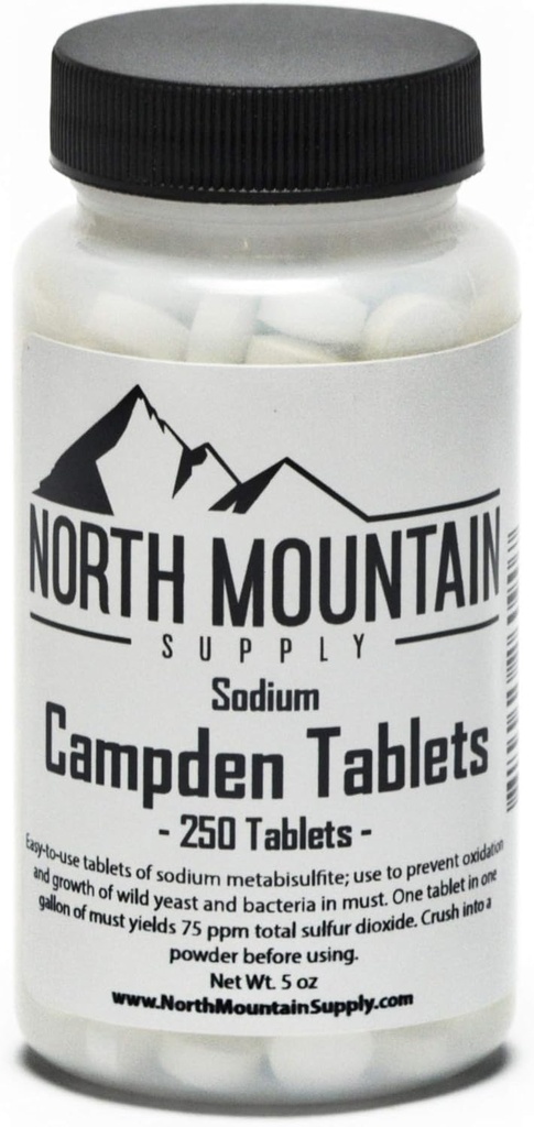 北山供应坎普登石碑(Metabisulfite钠) - 250石碑 - 5 Ounce Jar
