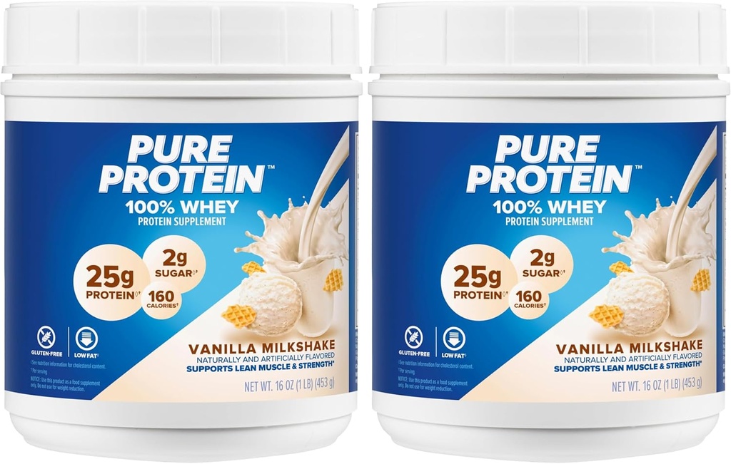纯蛋白粉 - Whey, 高蛋白, 低糖, 无糖, 香草 Cream Flavor - 1 lb (包装 May Vary) (包装 2)
