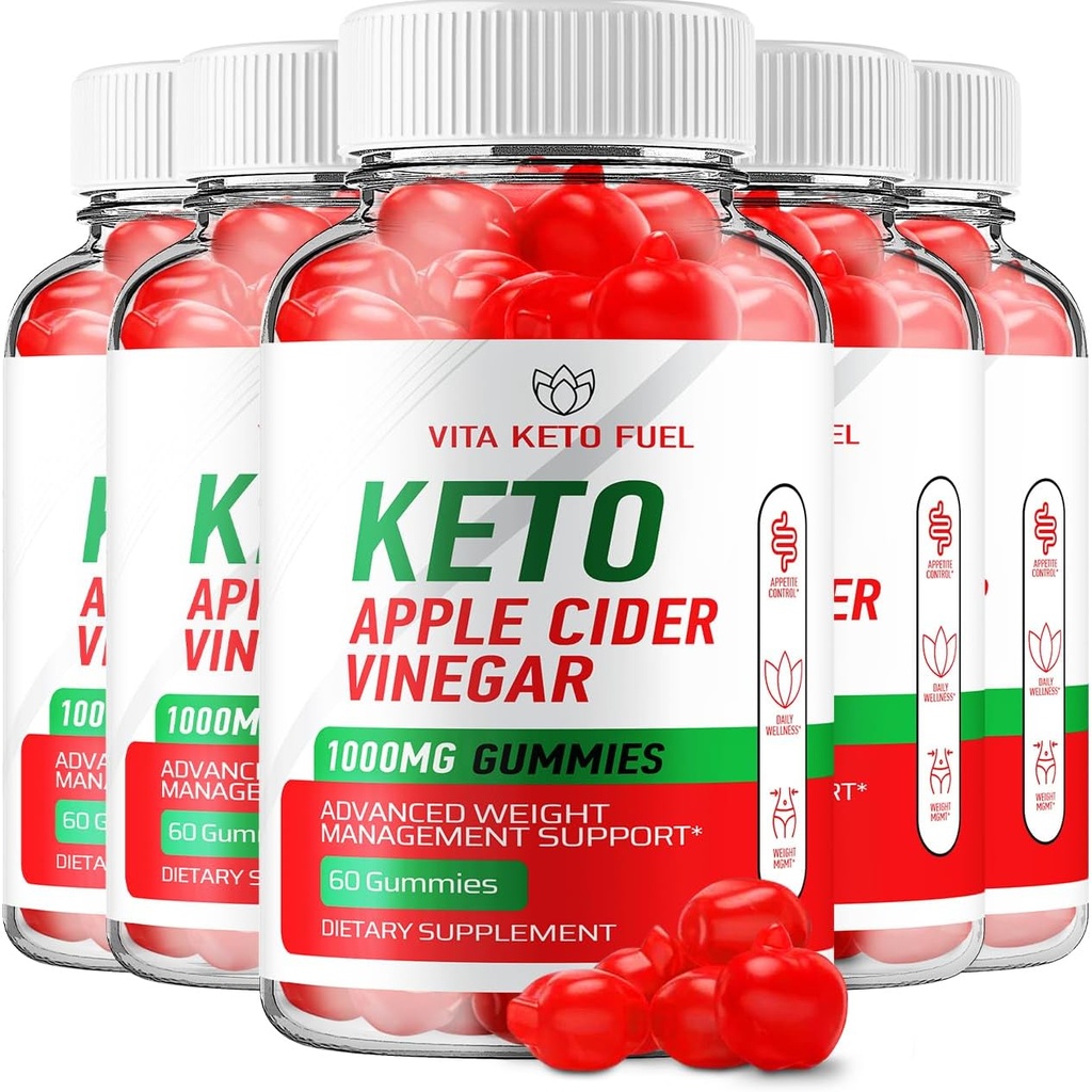 (5 Pack) Vita Keto Fuel ACV Gummies - Advanced Formula Vita Fuel Keto + ACV Gummies Apple Cider Vinegar Vita Keto Fuel ACV Dietary Supplement Reviews Men Women (300 Gummies)