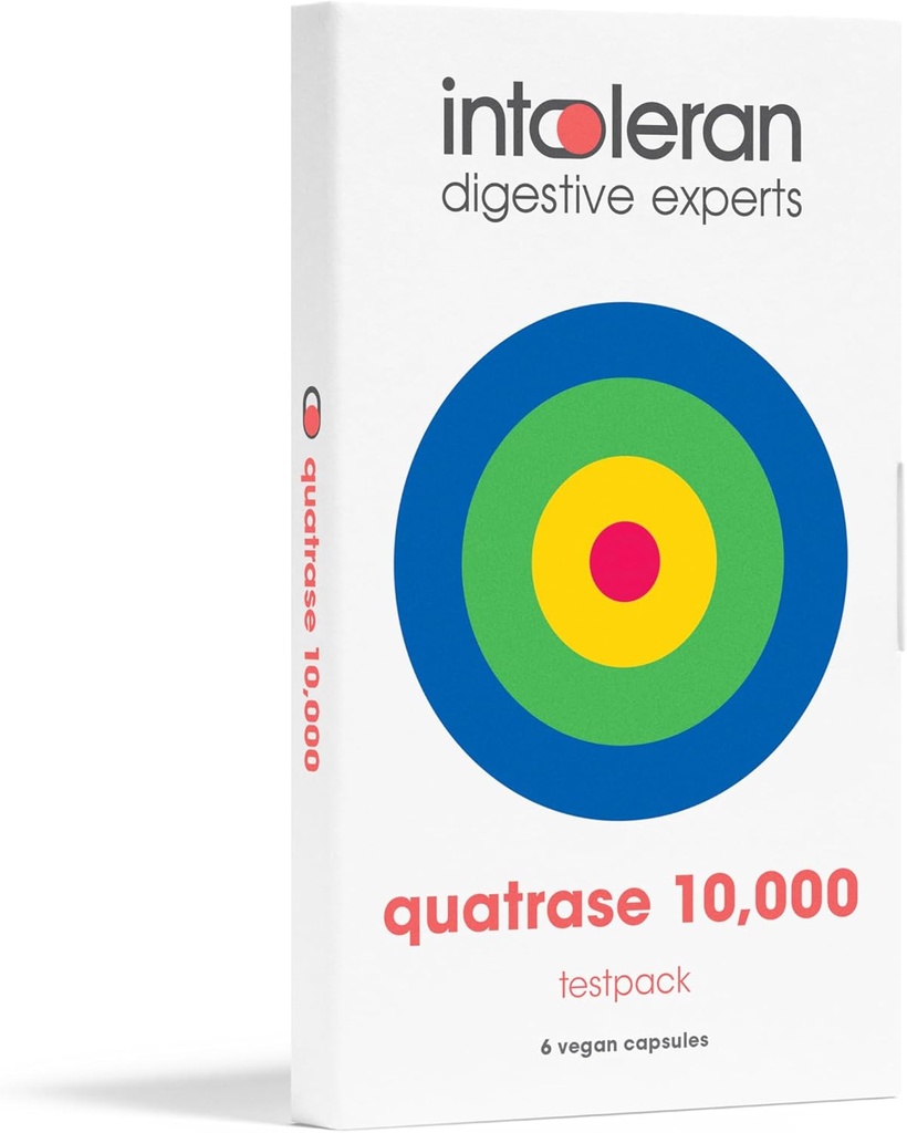 Intoleran Quatrase Forte 消化酶 Testpacks - 6个胶囊 QQ 高剂量的FODMAP 忍耐性补充 QQ 帮助文摘 乳糖和复杂的碳水化合物 * & Vegan → Low FODMAP...