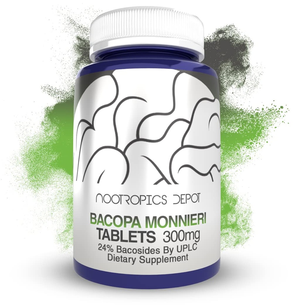 Bacopa monnieri 提取板 | 240 伯爵 | 最小 24% Bacosides | May 帮助支持认知函数 | 帮助支持压力管理
