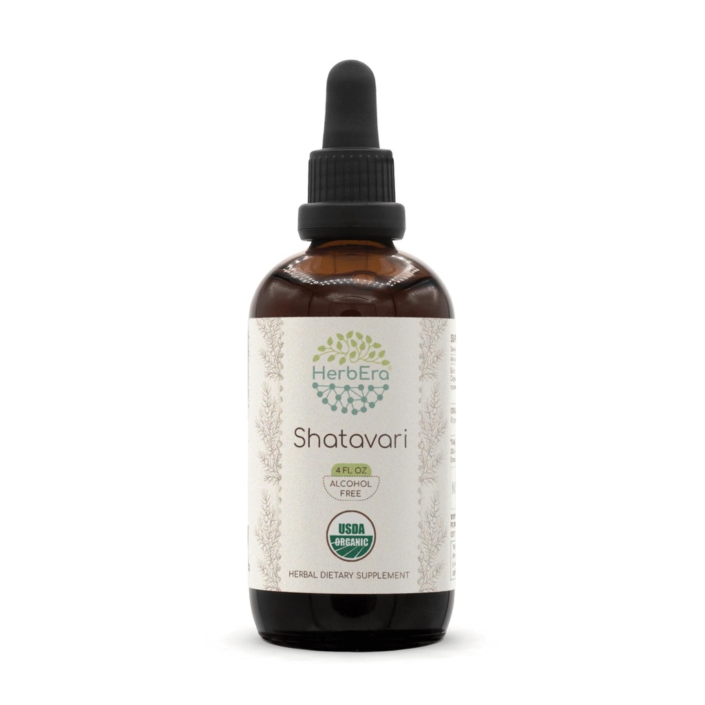 HerbEra Shatavari B 120 USDA 有机丁香 QQ无酒精提取,高概率草药滴 QQ 认证有机沙塔瓦里(Asparagus racmosus) 干根(4 oz)