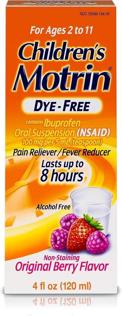 儿童Motrin儿童口服暂停医学,100mg Ibuprofen,Berry Flavored, 4 f.