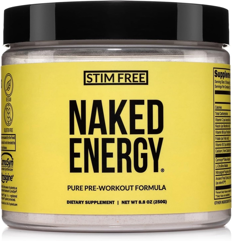 Naked Energy — Stim Free Pre Workingout Cafeine Free, for Men and Women, Vegen Friendly, no 人工甜甜品,颜色或火焰 — 50 services – 50 services