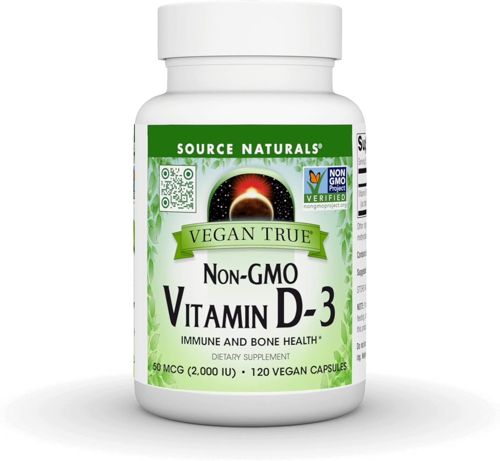 资料来源:Naturals Vegan True,非GMO维生素D-3,《Immune和Bone保健的饮食补充》*,2000 IU - 90 Capsules