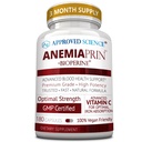 获批科学 Anemiaprin - 可吸铁,维生素C - Gentle On Tomach - 180 Capsules - 3个月供应 - 非GMO, Vegan