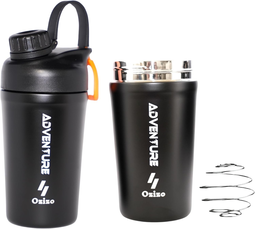Ozizo 蛋白质混合剂杯 蛋白质混合剂杯 – 20 Ounces Stainles Steel 蛋白质混合剂瓶 绝缘剂 液化物 液化物 蛋白质混合剂 Odor Resistant 男子,女子,男孩,女孩,热饮和冷饮